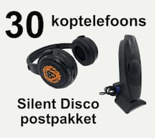 30 Silent Disco hoofdtelefoons huren per post met 1 zender